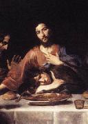 VALENTIN DE BOULOGNE St. John and Jesus at the Last Supper oil on canvas